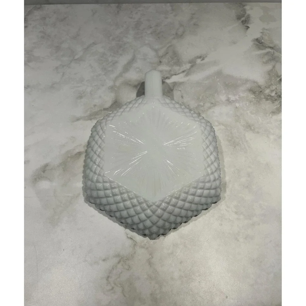 Westmoreland English Hobnail Milk Glass 1-Handle Candy Trinket Bowl Dish Hex Vtg